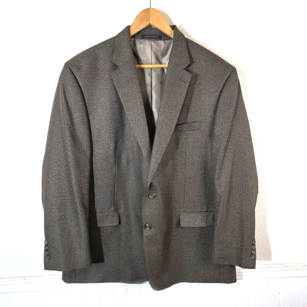 Chaps Blazer Mens 48R Brown Houndstooth Sport Coat Classic Jacket
